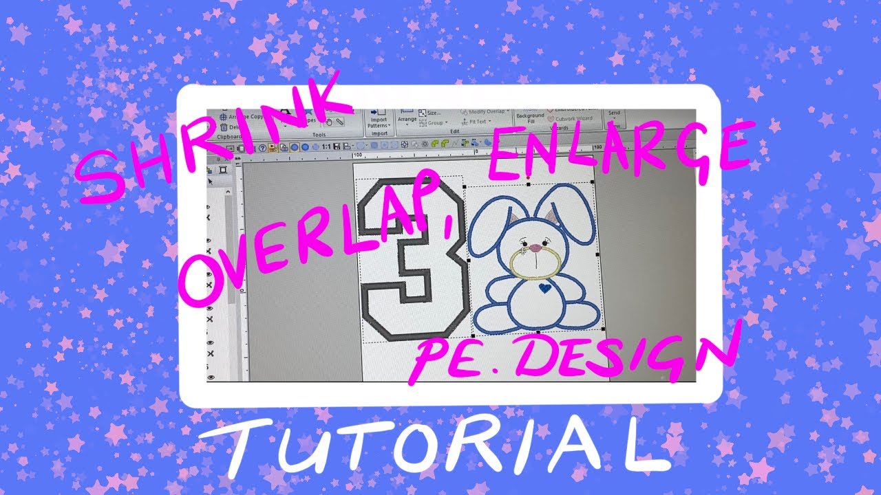 Tutorial - How to Enlarge Shrink & overlap embroidery designs. PE design, Brother PR1050X
