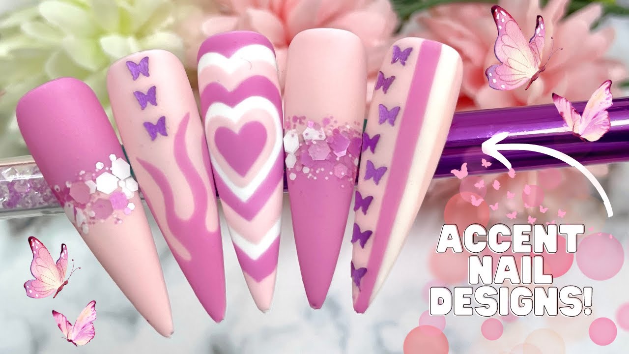 5 DIFFERENT ACENT NAIL ART DESIGN IDEAS| FLAME NAIL TUTORIAL| MELLOW COLOURED NAILS| MADAM GLAM