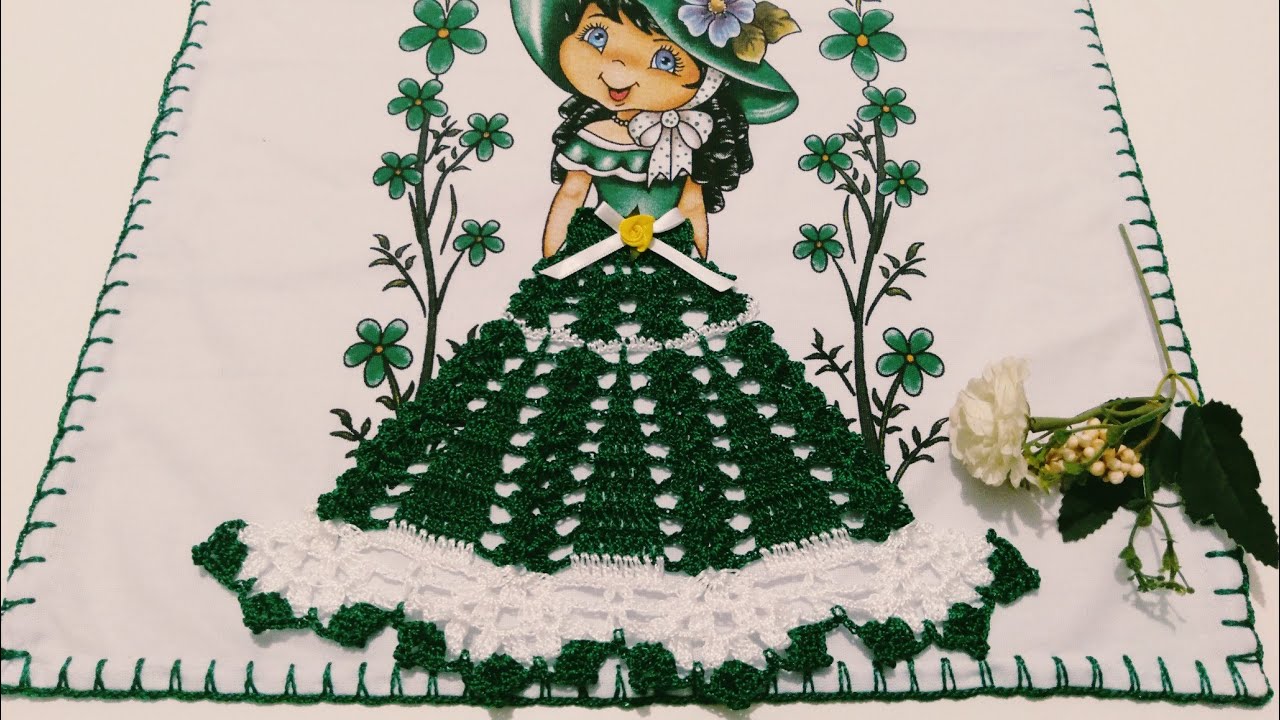 Saia de Crochê Para Boneca de Pano de Prato Naty #cidaartscrochê