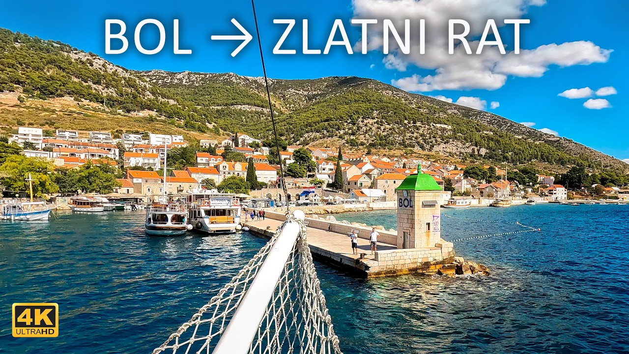 Bol, Brač Island – Zlatni Rat Beach Walk 4K | From Jelsa by Boat 🇭🇷