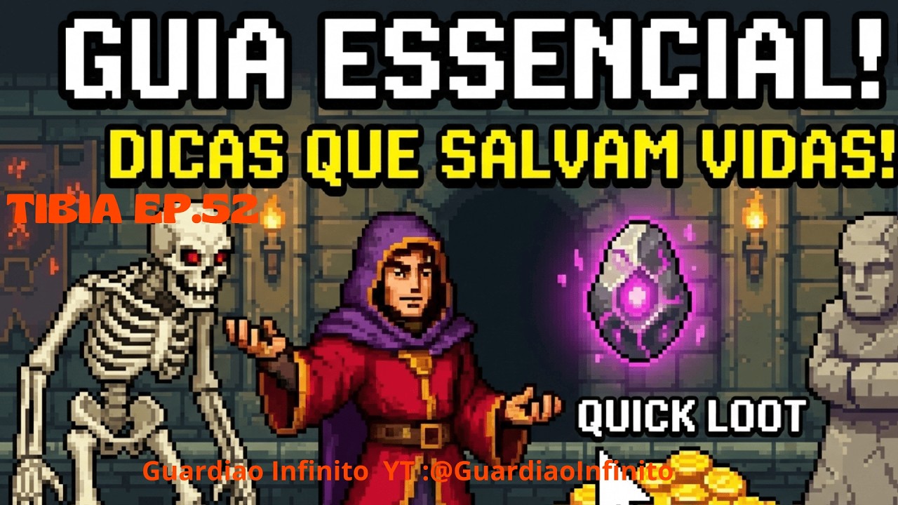 Tibia: (Ep. 52) GUIA COMPLETO DE SOBREVIVÊNCIA! 🧙‍♂️ Summon, Treino Offline e Quick Loot
