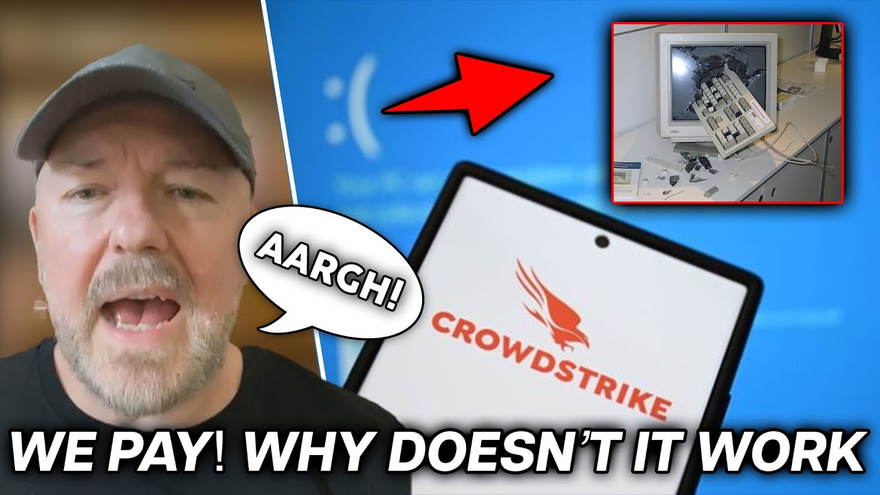 Watch Ricky Gervais Have A Meltdown When His Computer Crashes After Global IT Crash