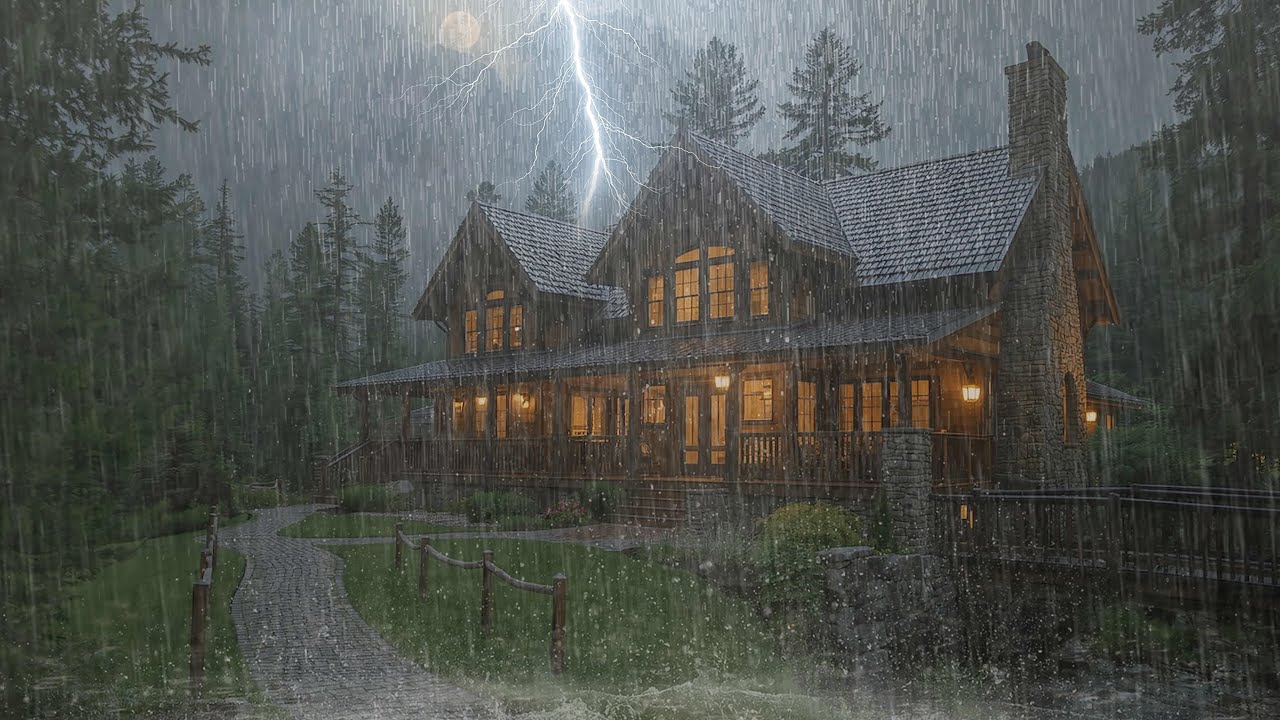 🌙🌧️ Cozy Cabin Rain Sounds for Deep Sleep 😴 Night Forest Rain Ambience