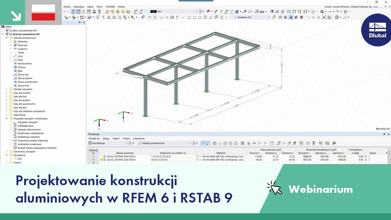 [PL] Projektowanie konstrukcji aluminiowych w RFEM 6 i RSTAB 9