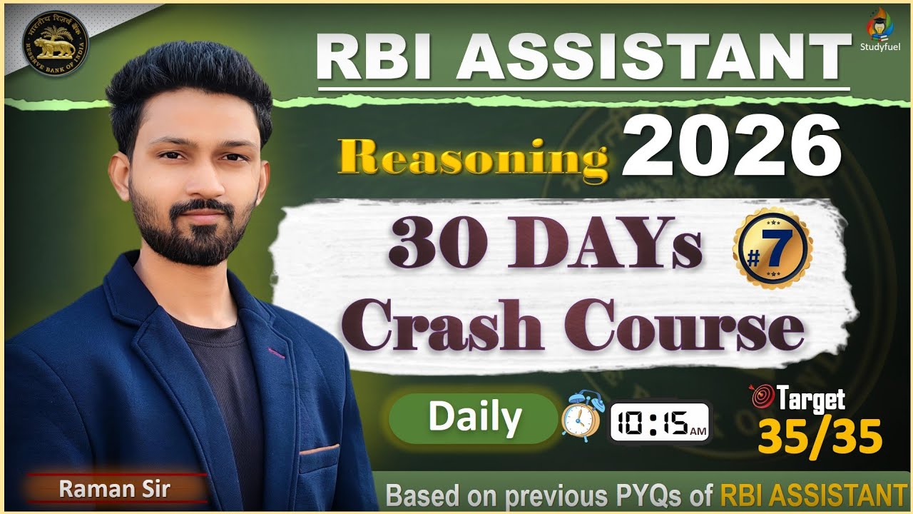RBI Assistant paper -7 | RBI Assistant Reasoning mock #7