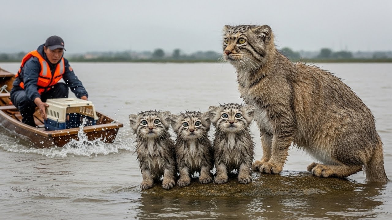A Pallas’s Cat Family Trapped by Floodwaters — The Golden Retriever’s Unbelievable Response