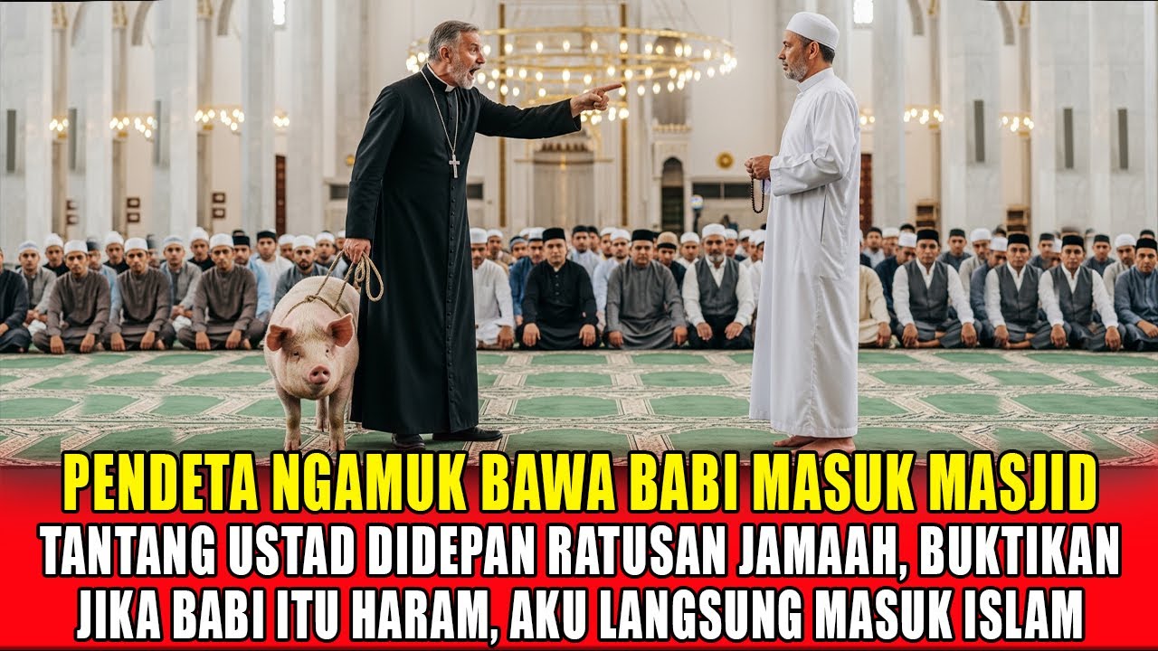PENDETA NGAMUK BAWA BABI MASUK MASJID UNTUK TANTANG USTAD: MENGAPA BABI HARAM?! APA DASARNYA!