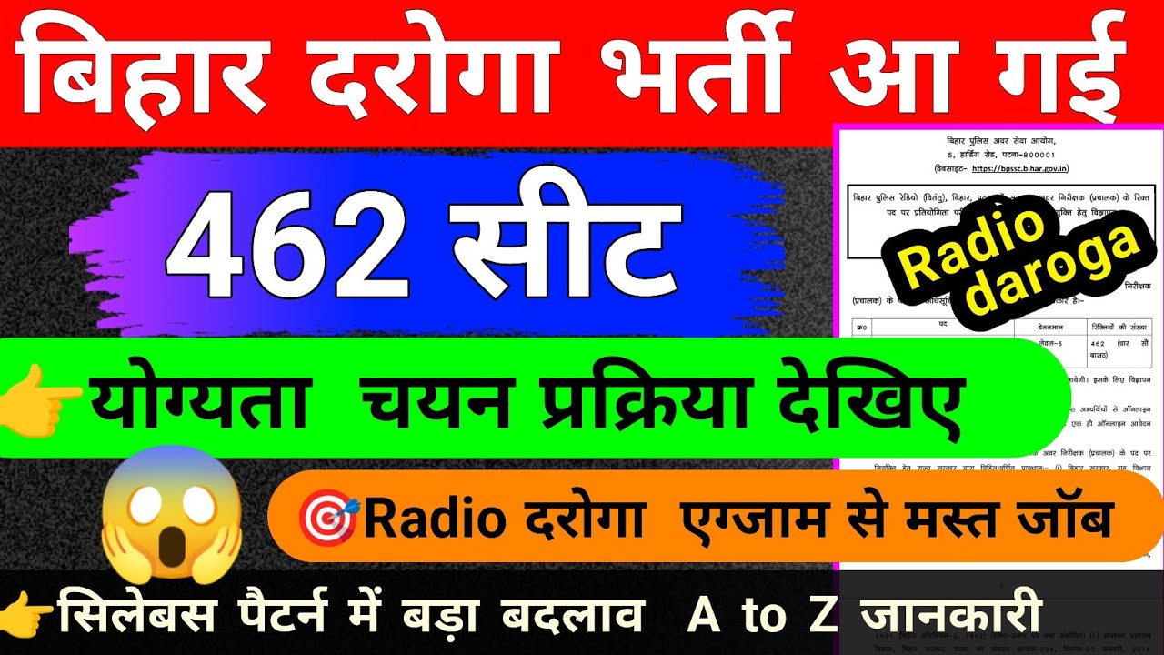 बिहार रेडियो दरोगा वैकेंसी आ गई |🎯55000 सैलरी/bihar radio daroga vacancy 2026,job profile and salary