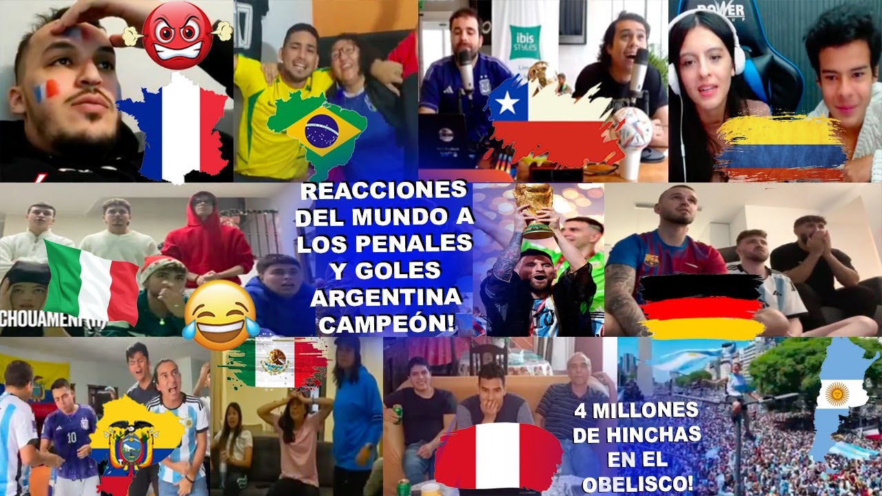 MEJORES REACCIONES DEL MUNDO A LOS PENALES Y GOLES DEL ARGENTINA VS FRANCIA (4-2) CON MESSI CAMPEÓN