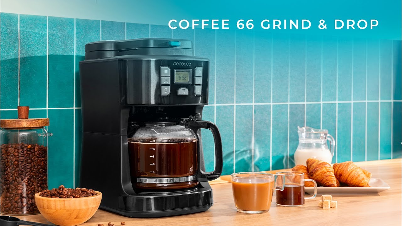 Coffee 66 Grind & Drop 12-Tassen-Edelstahl-Tropfkaffeemaschine mit Aromaverstärker | Cecotec