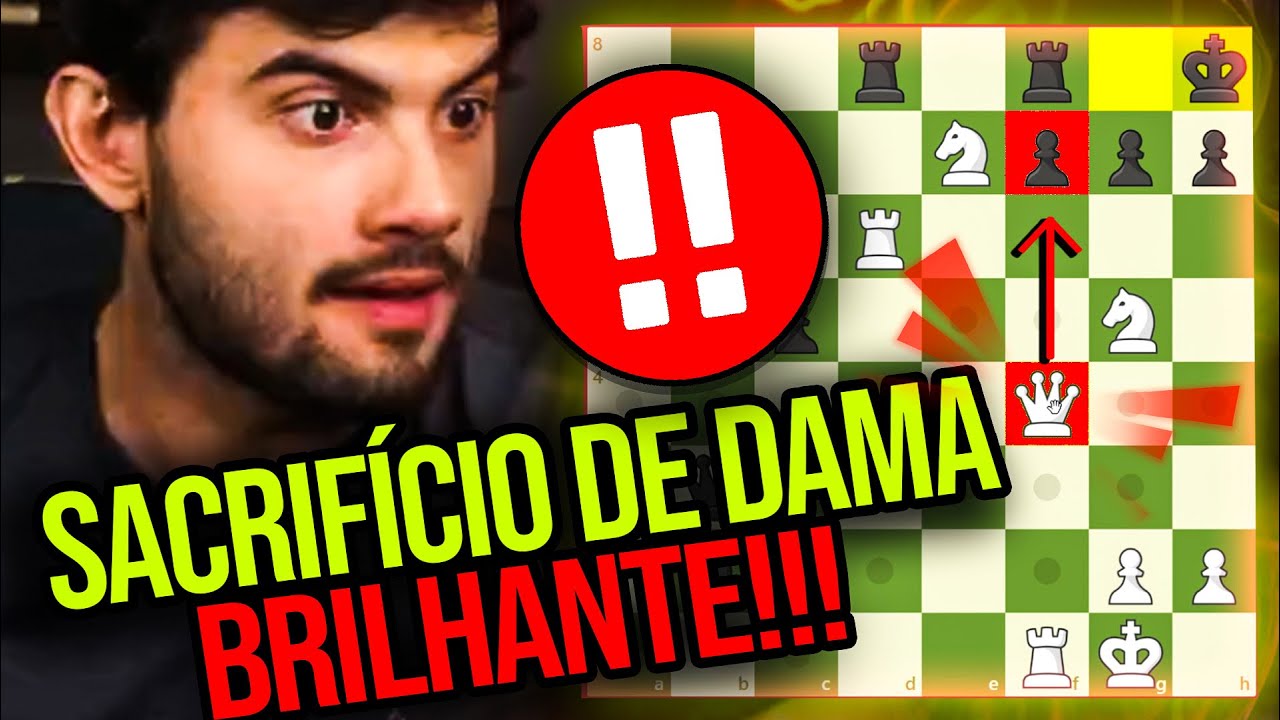 SACRIFÍCIO de DAMA mais bonito do desafio no GAMBITO DO REI!! Xadrez!