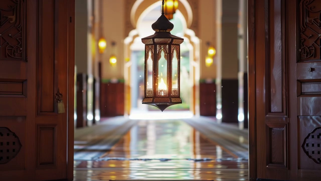 5-Minute Ramadan Meditation 🌙 Lantern Light, Golden Particles & Peaceful Arabic Music