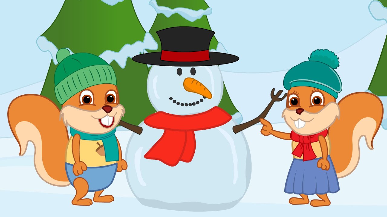 Bridie Squirrel in English - Snowman Hat Cartoon for Kids
