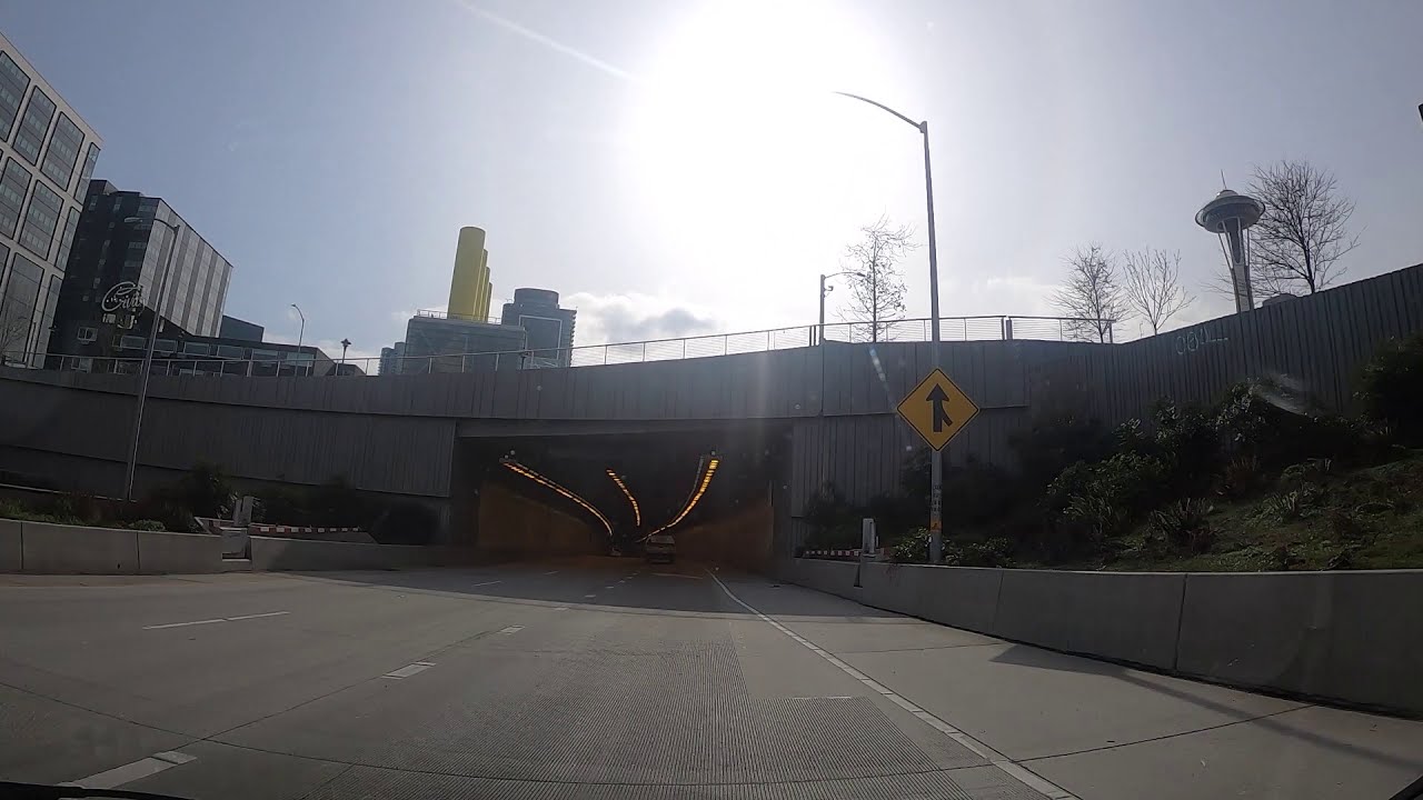 Driving South through the Highway 99 Tunnel under Seattle, Washington