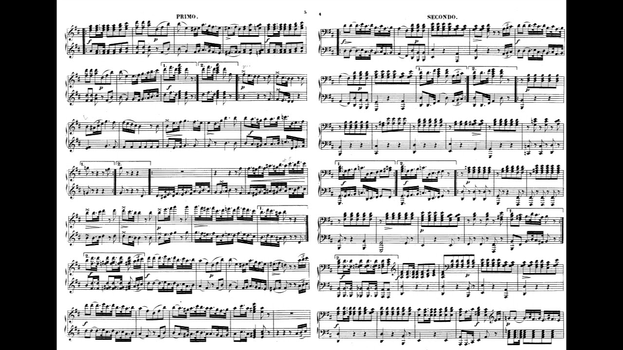 Richard Wagner - Polonaise in D Major for Piano, Four Hands, WWV 23 (1831-32) [Score-Video]