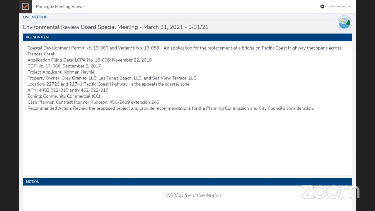 Environmental Review Board Special Meeting - March 31, 2021