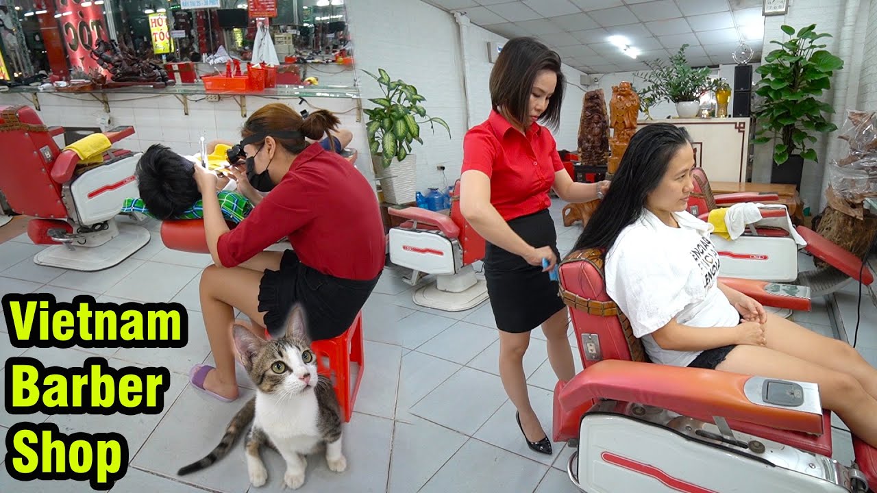 Vietnam Barber Shop ASMR Girl Massage & Hair Wash Relaxing in Ho Chi Minh city
