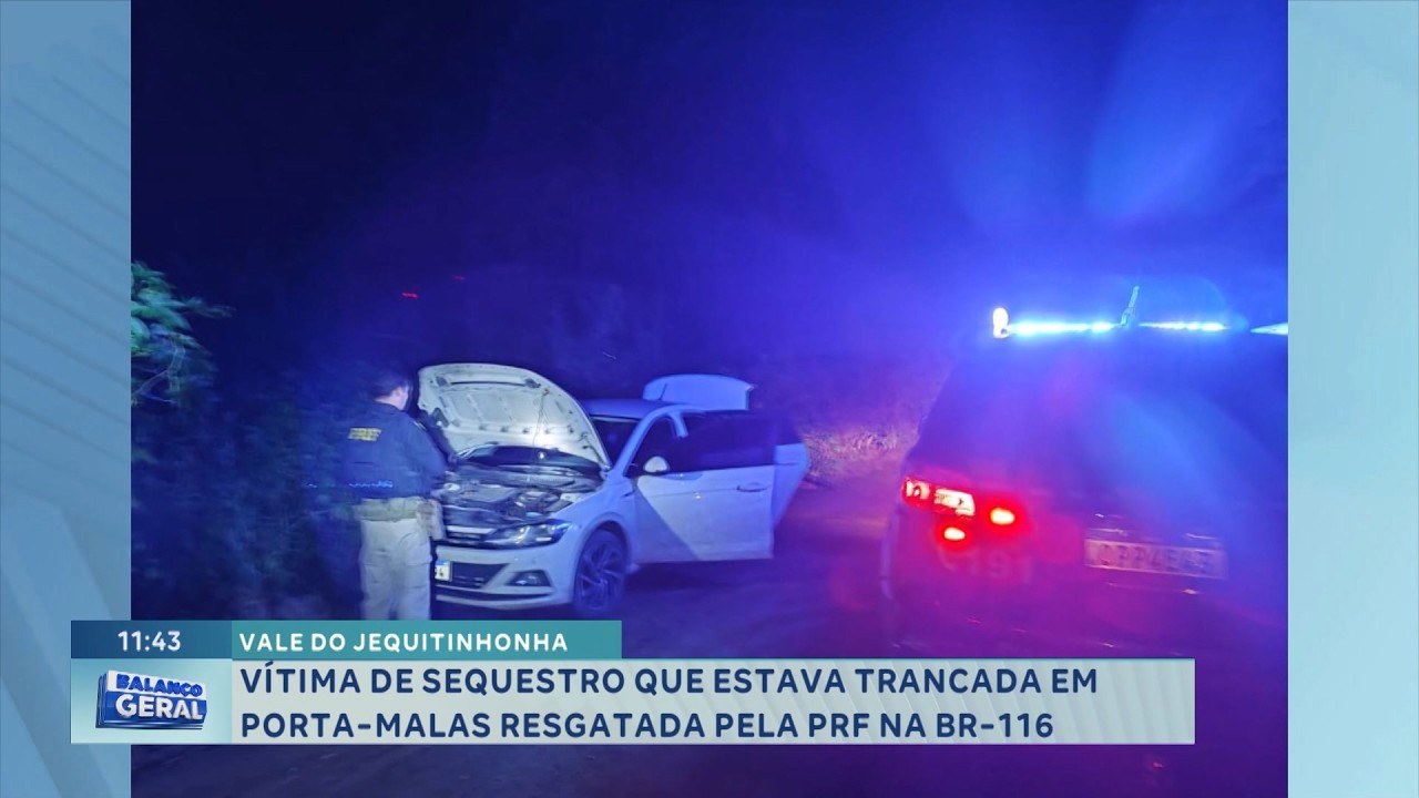 Vale do Jequitinhonha: Vítima de sequestro que estava trancada em porta-malas é resgatada pela PRF.