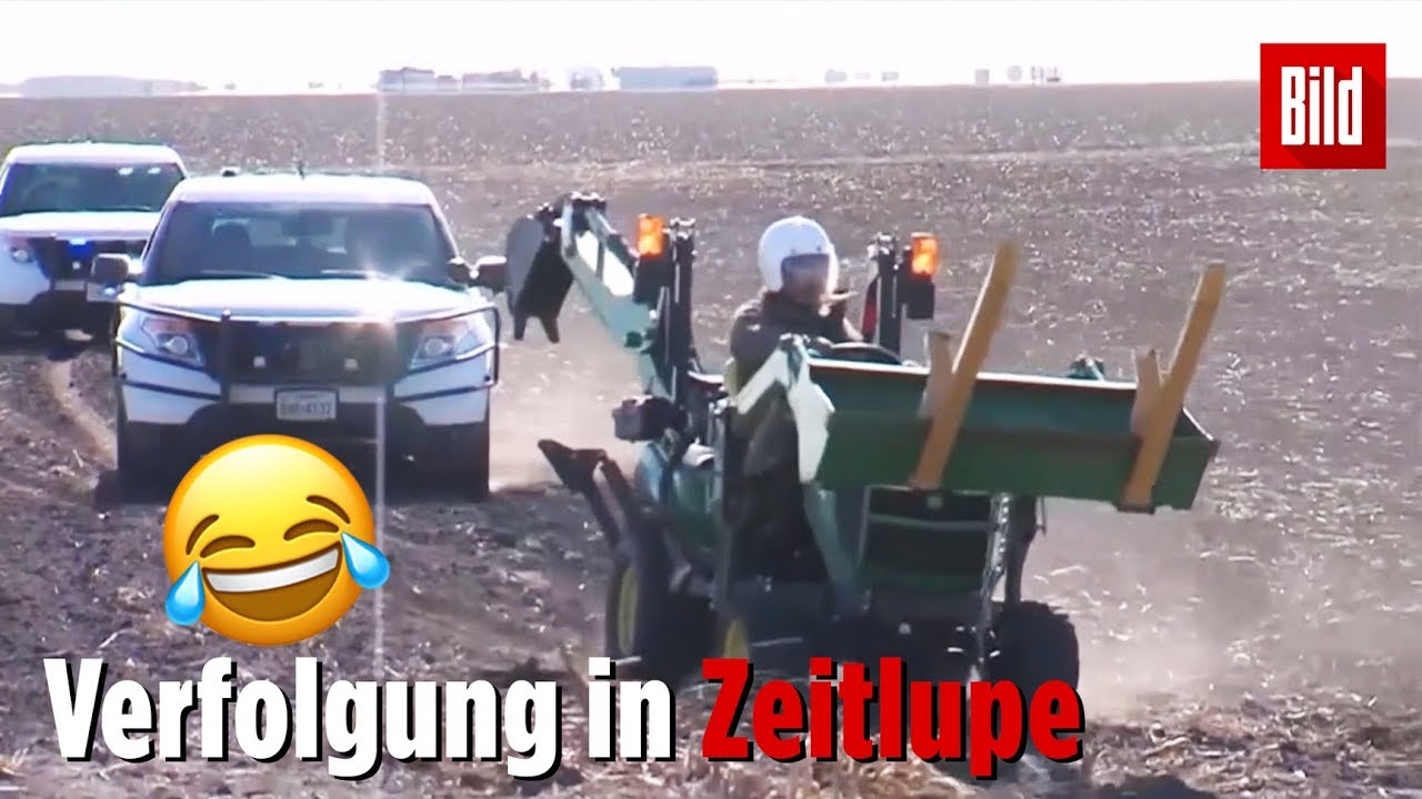 Stalker flüchtet auf Traktor vor der Polizei