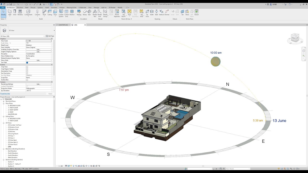 СОВЕТЫ ПО REVIT: Как изменить ориентацию истинного севера и задать географическое положение для п...
