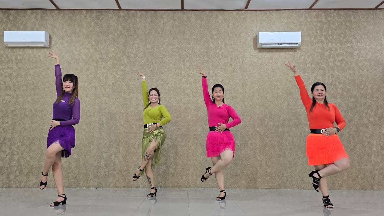 New Besame Mucho - Line Dance - High Beginner  - Demo #bésamemucho #linedanceindonesia #djkinol 🧡❤️💜
