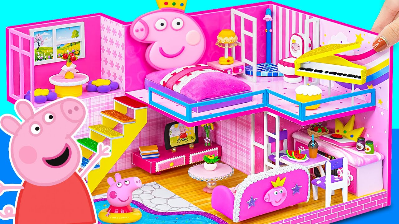 Build Amazing Pink Piggy House with Underground Pool for Three Little Pigs | DIY Miniature House