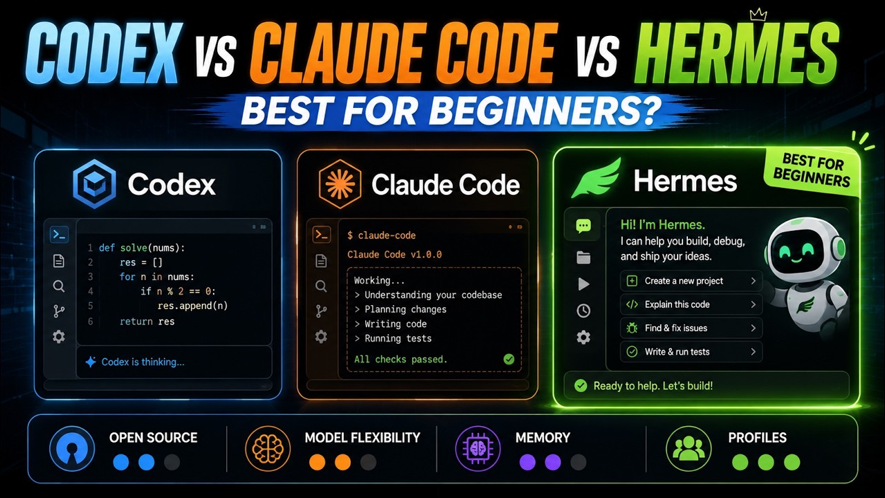 Codex vs Claude Code vs Hermes Which AI Agent Is Best for Beginners