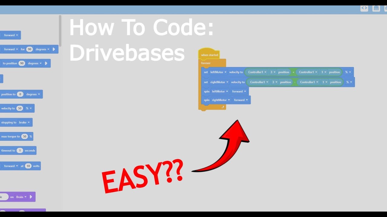 Coding a Drivebase using Blocks in VexCode V5