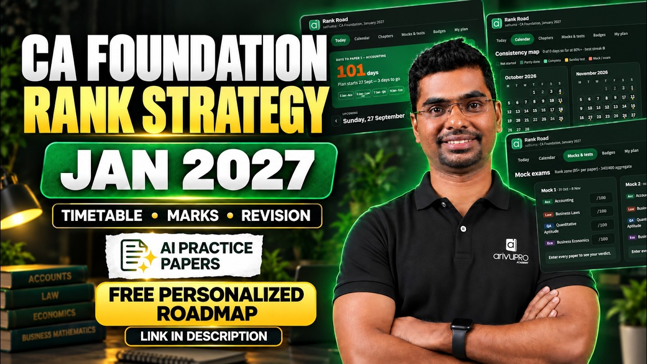 CA Foundation January 2027 Attempt 🔥 Study Plan | ArivuPro