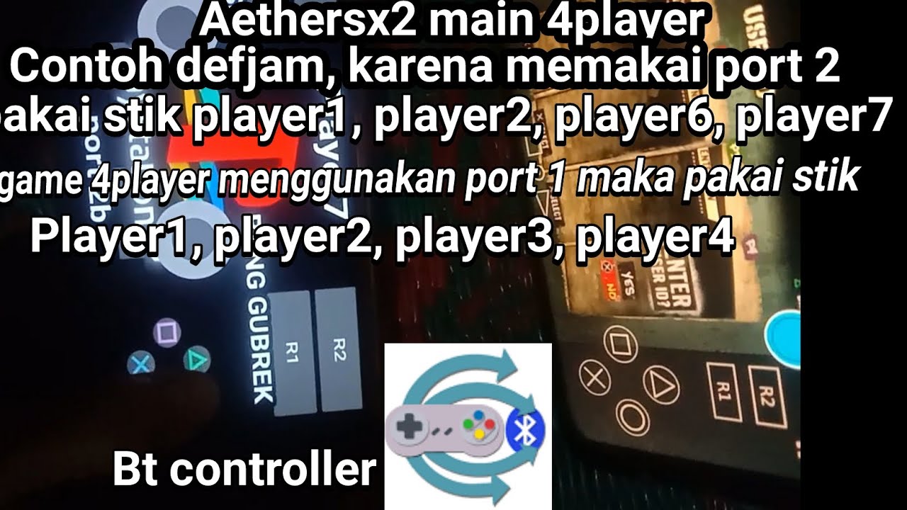 Cara main 4 player aethersx2 tanpa gamepad menggunakan aplikasi Bt controller