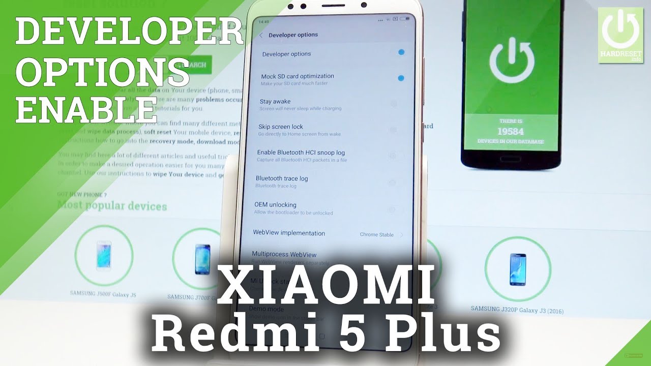 Developer Options XIAOMI Redmi 5 Plus - Allow USB Debugging