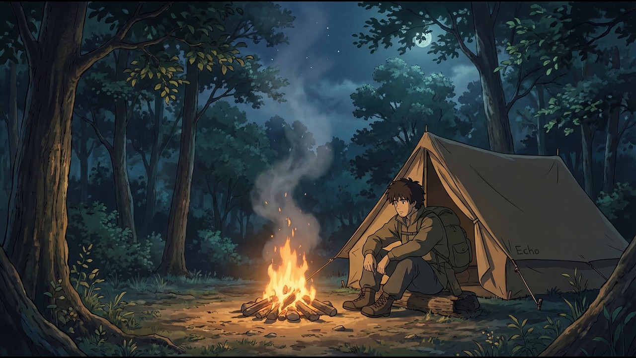 solo camping in the woods 🌲 cozy campfire beats