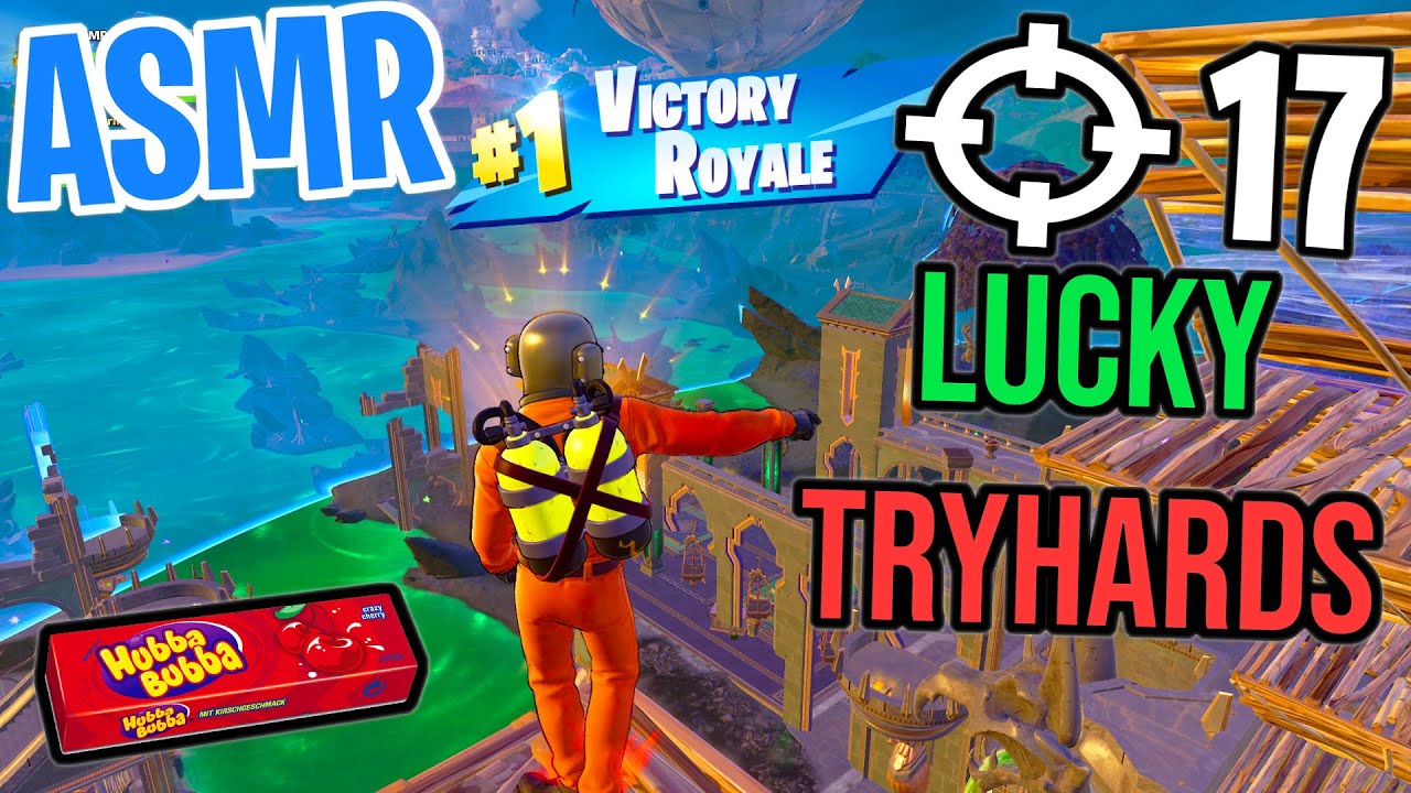 ASMR Gaming 😴 Fortnite Lucky Tryhards! Relaxing Gum Chewing 🎮🎧 Controller Sounds + Whispering 💤