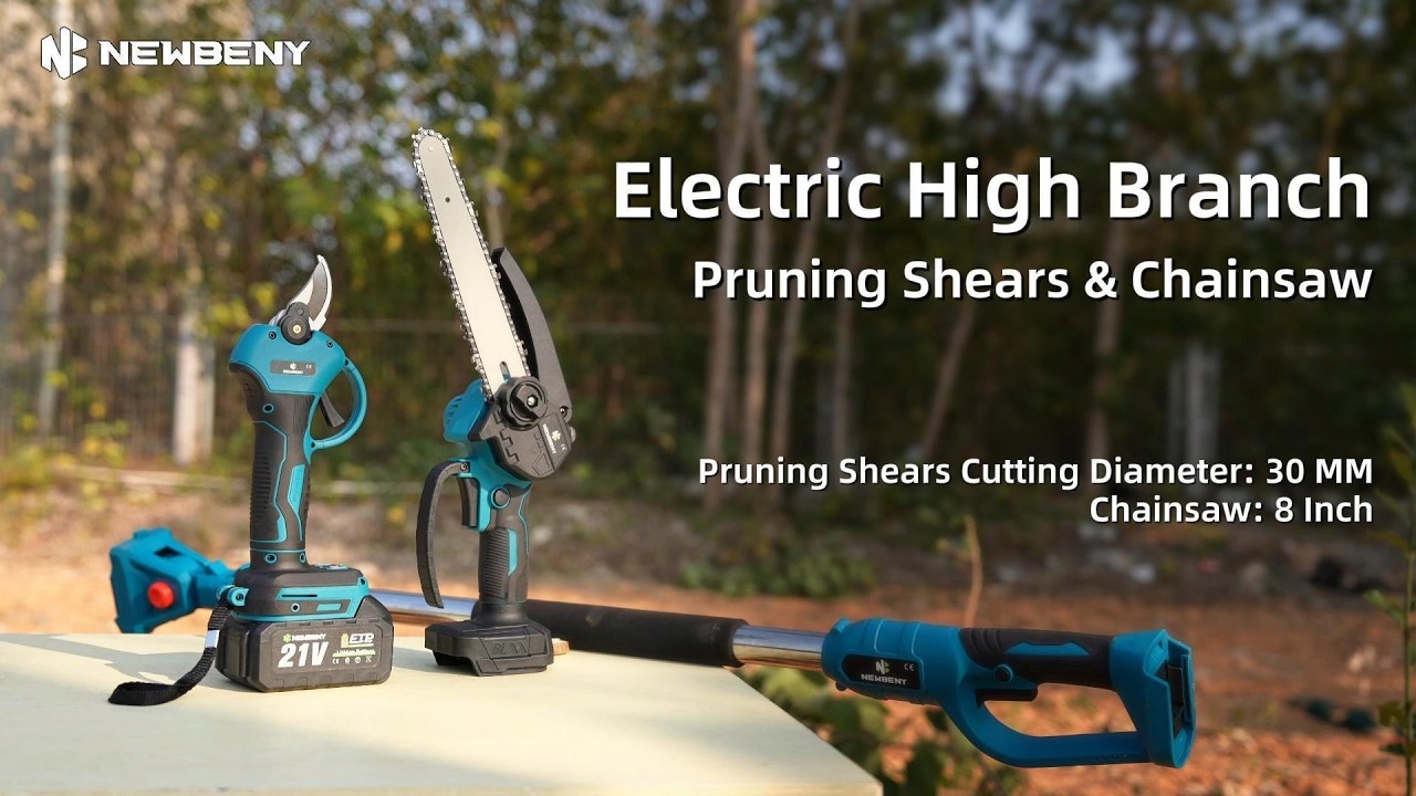 NewBeny 4-in-1 Cordless Tree Trimming Tool Set – Chainsaw, Pole Saw & Pruning Shears Demo