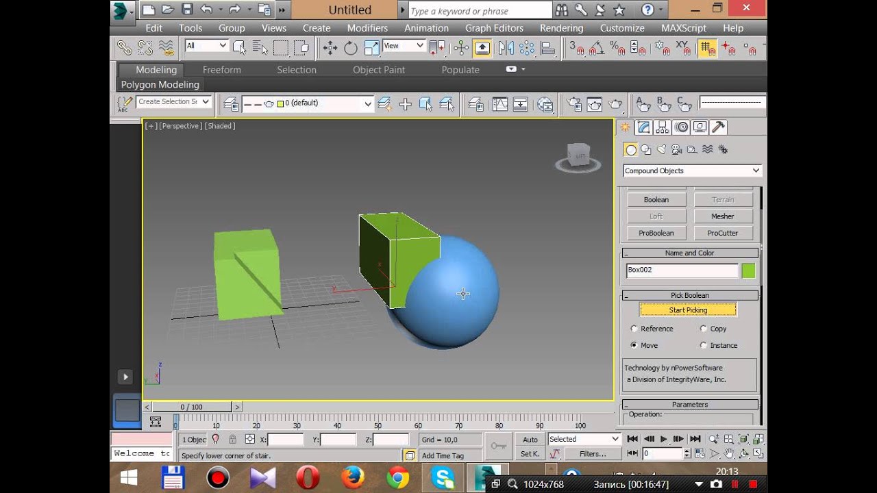3dmax.boolean  вырезание объектов, слияние объектов, функция модификатора ProBoolean