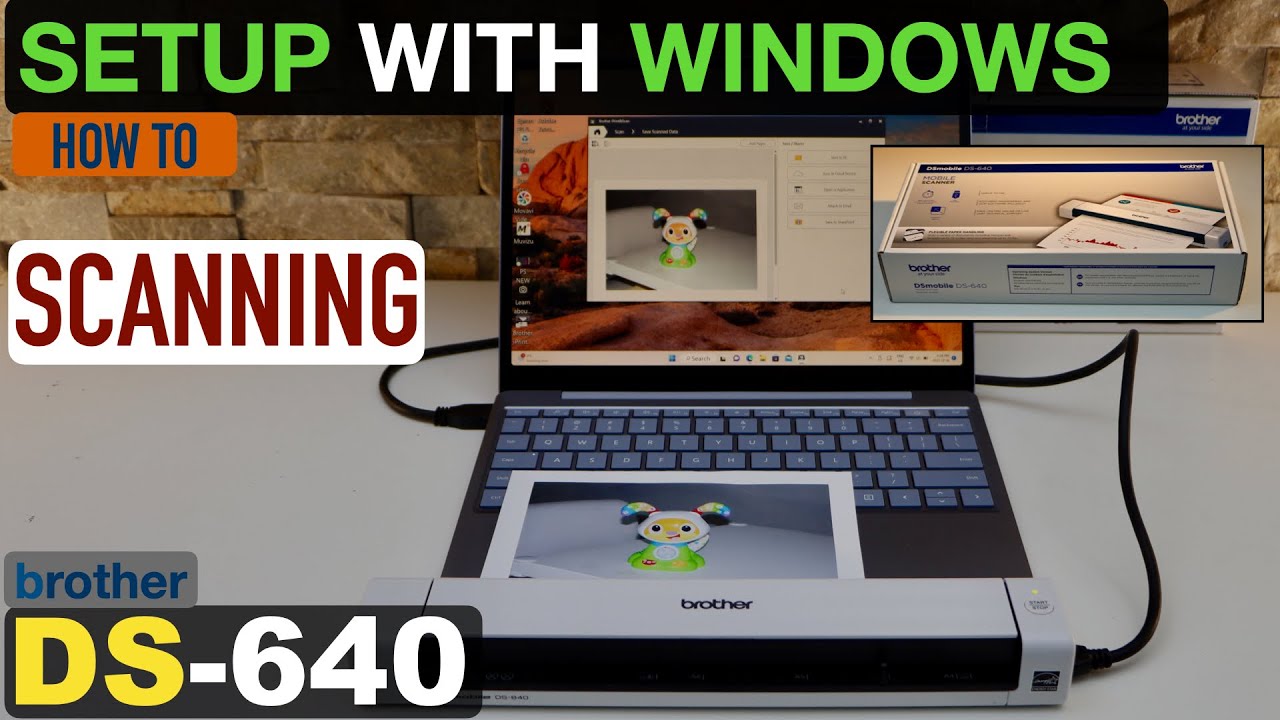 Настройка Brother DS-640 с помощью ноутбука с ОС Windows, установка драйверов, тестовое сканирова...
