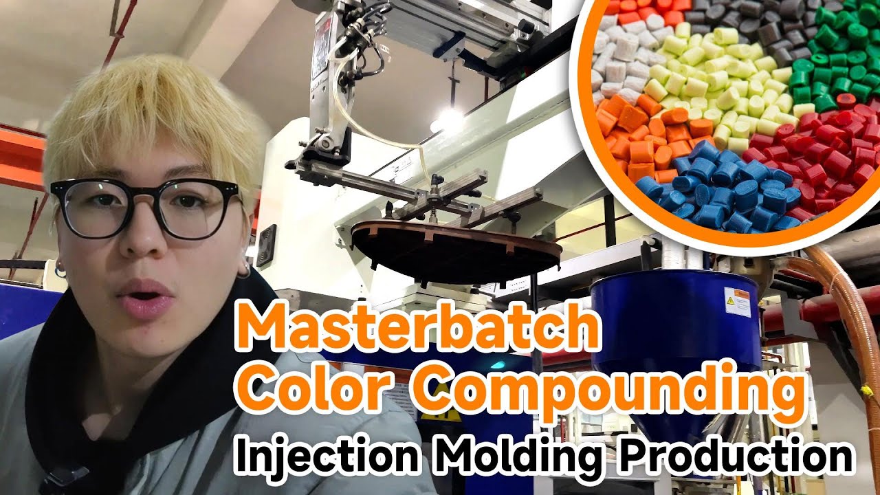 Color Compounding With Masterbatch During Injection Molding Production at Kids Ride On Toys Factory