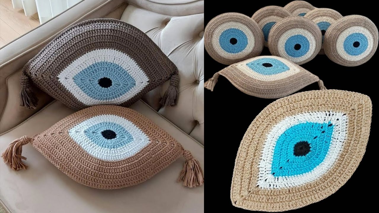 كوشن كروشيه - وسادة على شكل العين | Crochet Eye pillow