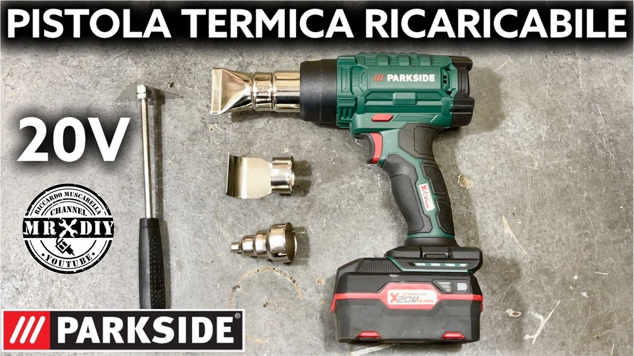 Nuova pistola termica ricaricabile parkside lidl 20V. PHLGA 20-Li A1. Recensione. test.