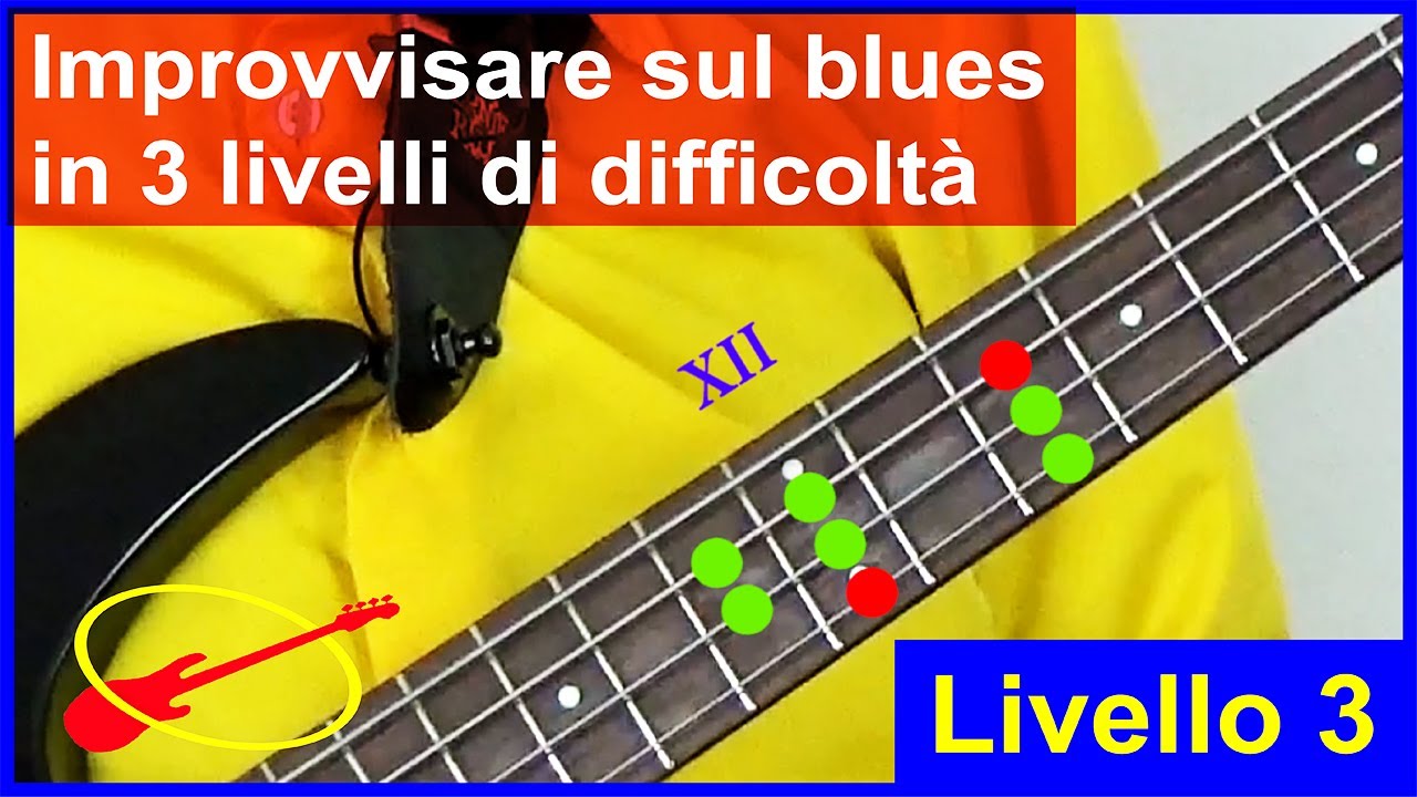 (Liv.3) Improvvisare col basso elettrico su un blues in 3 livelli di difficoltà