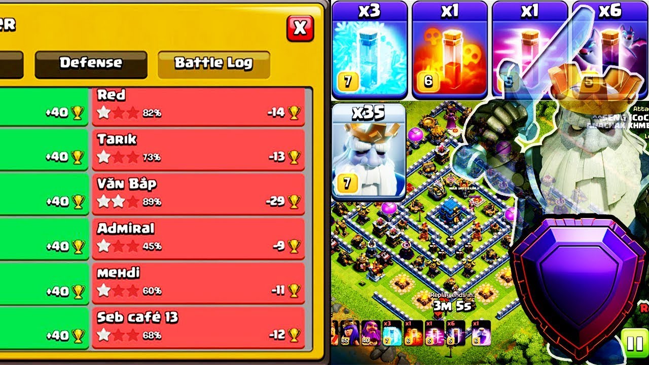 LEGEND PUSH!! 35 ROYAL GHOST + 6 BAT SPELL ATTACK LEGEND BASE 3-STAR ( clash of clans )