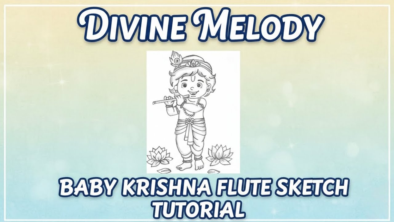 || Little Krishna Drawing Easy || 🪈🥰 #krishna #youtubevideo #krishnadrawing Bhagavan Sri Krishna 🦚
