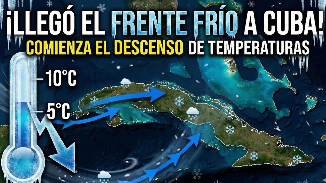 Atención #cuba Frente frio avanza por occidente.  Descenso de Temperaturas.