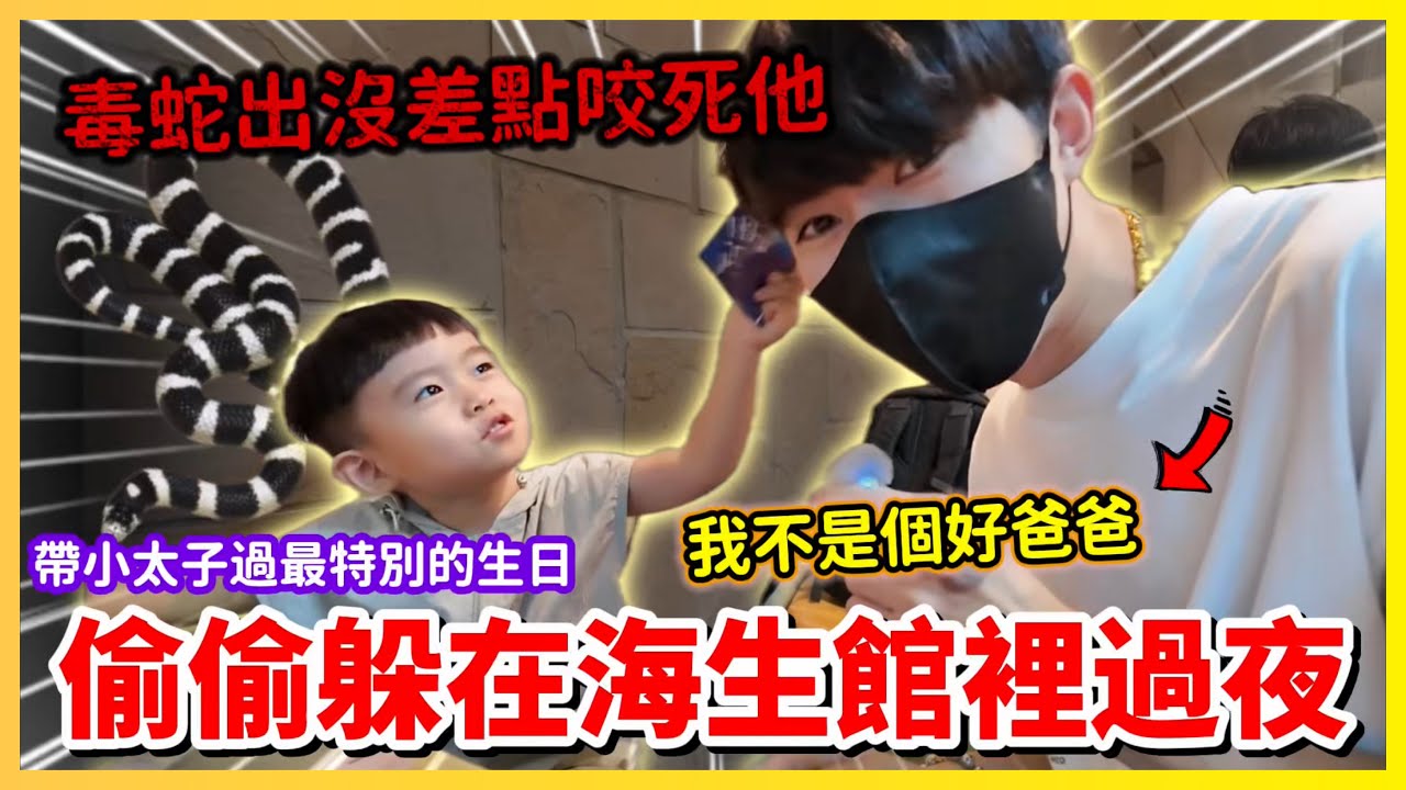 【Qi黃帝】帶小太子體驗夜宿海生館竟然踩到百步蛇!? 差點就要緊急送醫 陳天兵差點掉進鯊魚池 | #小太子 #海生館 #海生館住宿 #陳天兵 #黃帝小孩