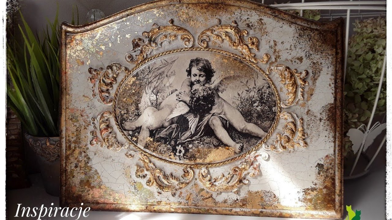 Panel ze złoceniami #decoupage #tutorial #декупаж
 www.zielonekoty.pl
