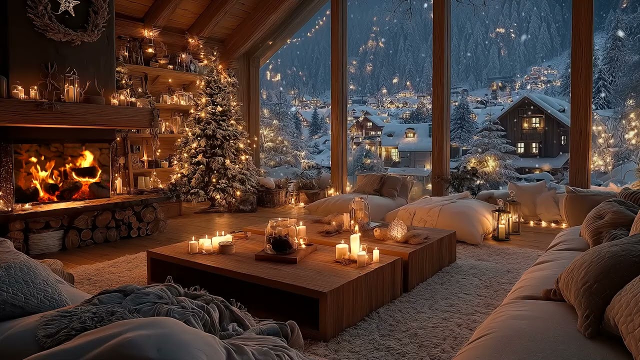 Peaceful Christmas Night 2025 | Cozy Fireplace Sounds & Relaxing Music for Sleep and Peace