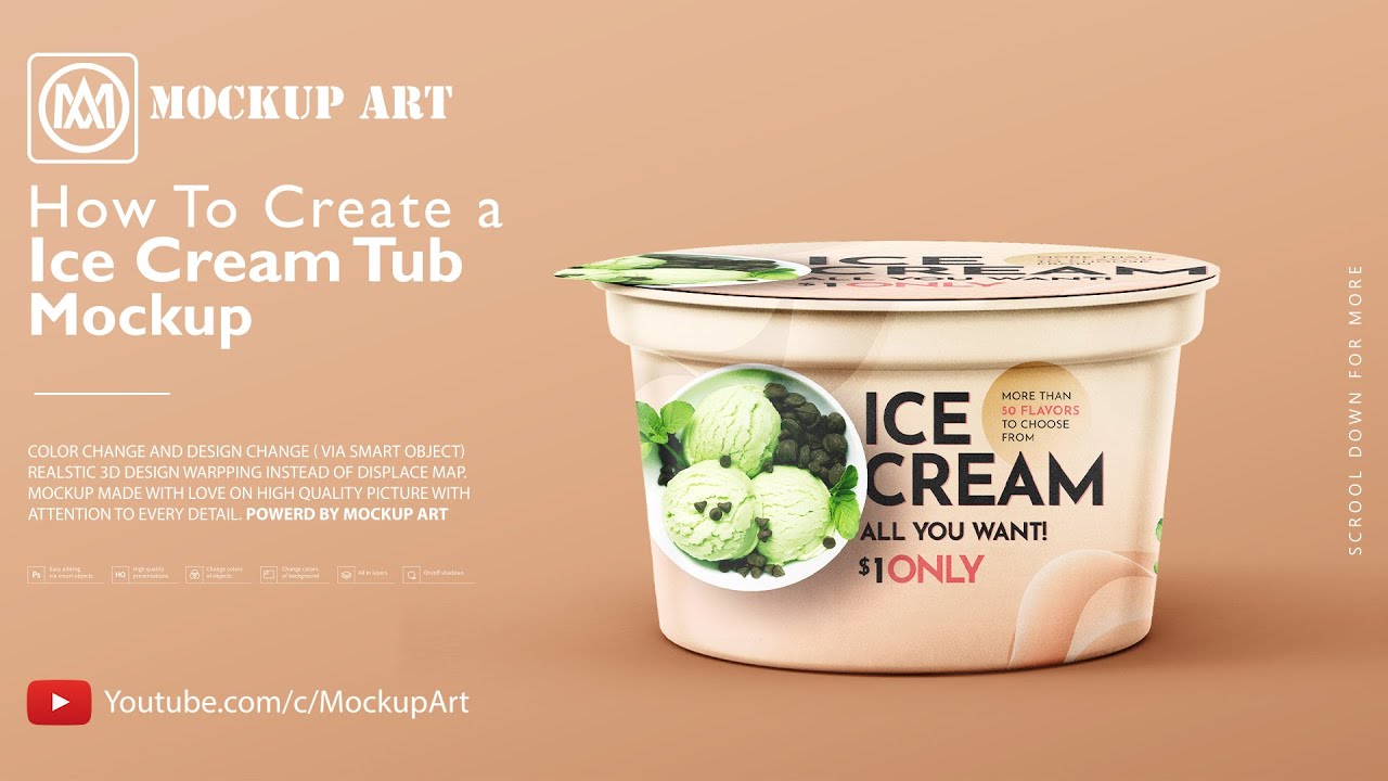 How to make an Ice Cream Tub Mockup | Photoshop Mockup Tutorial