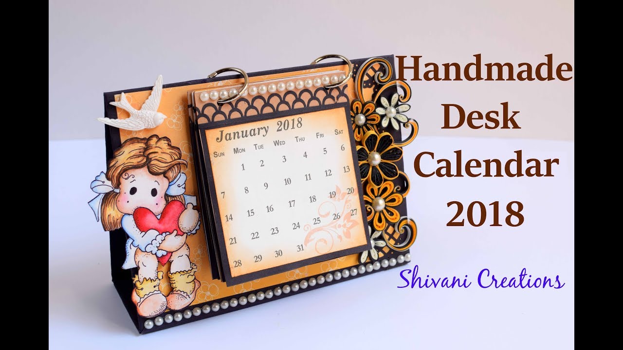 How to make Desk Calendar/ Handmade Calendar 2018/ Quilled Desk Calendar for new Year/DIY Calendar