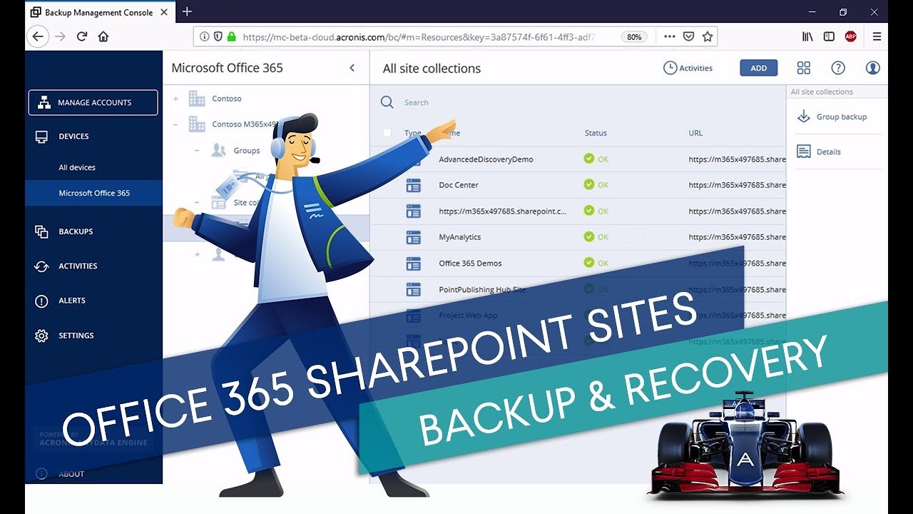 Acronis Data Cloud Technical Training: 2.4.3. How to Backup & Recover Office 365 SharePoint Sites