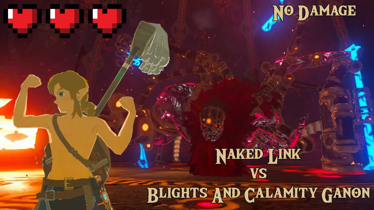 TLoZ BotW - Naked Link vs Blights and Calamity Ganon (No Damage)